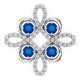 14K White Lab-Grown Blue Sapphire & 1/6 CTW Diamond Clover Pendant  